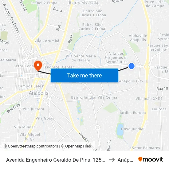 Avenida Engenheiro Geraldo De Pina, 1254-1260 to Anápolis map