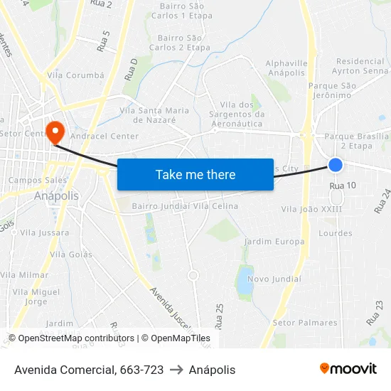 Avenida Comercial, 663-723 to Anápolis map