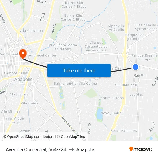Avenida Comercial, 664-724 to Anápolis map