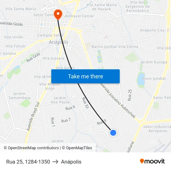 Rua 25, 1284-1350 to Anápolis map