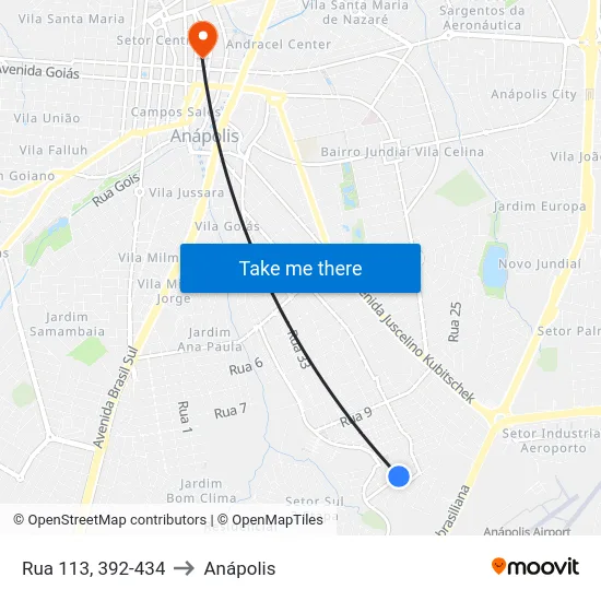 Rua 113, 392-434 to Anápolis map