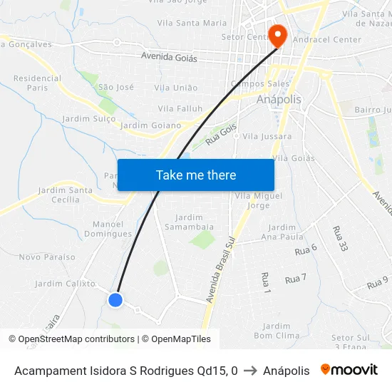 Acampament Isidora S Rodrigues Qd15, 0 to Anápolis map