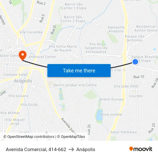 Avenida Comercial, 414-662 to Anápolis map