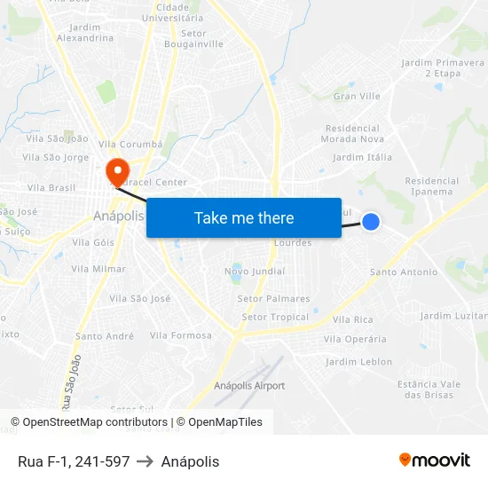 Rua F-1, 241-597 to Anápolis map