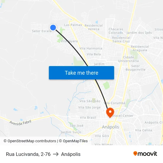 Rua Lucivanda, 2-76 to Anápolis map