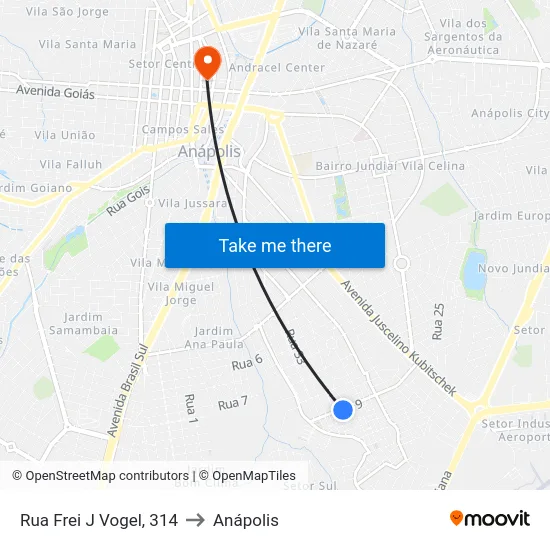 Rua Frei J Vogel, 314 to Anápolis map