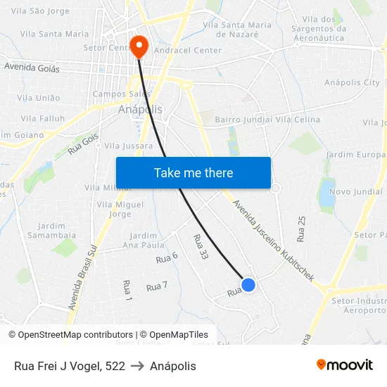 Rua Frei J Vogel, 522 to Anápolis map