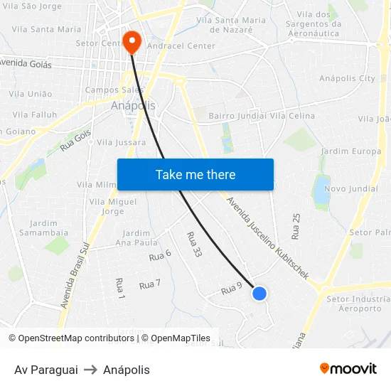 Av Paraguai to Anápolis map