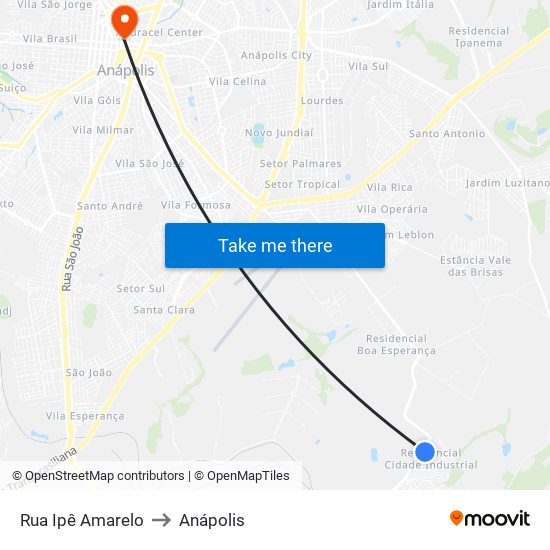 Rua Ipê Amarelo to Anápolis map