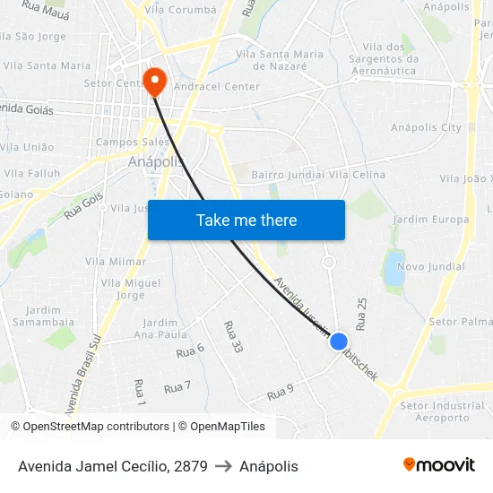 Avenida Jamel Cecílio, 2879 to Anápolis map