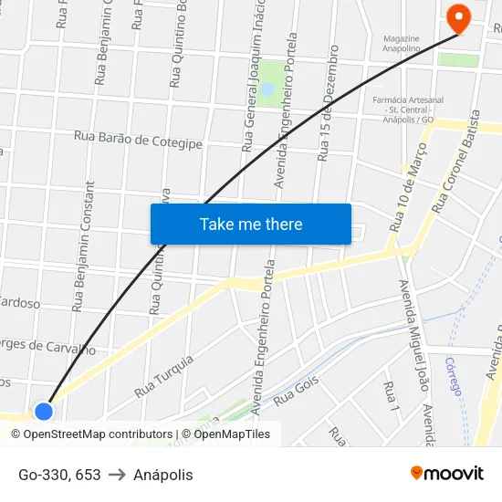Go-330, 653 to Anápolis map