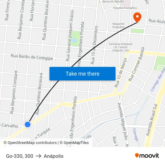 Go-330, 300 to Anápolis map