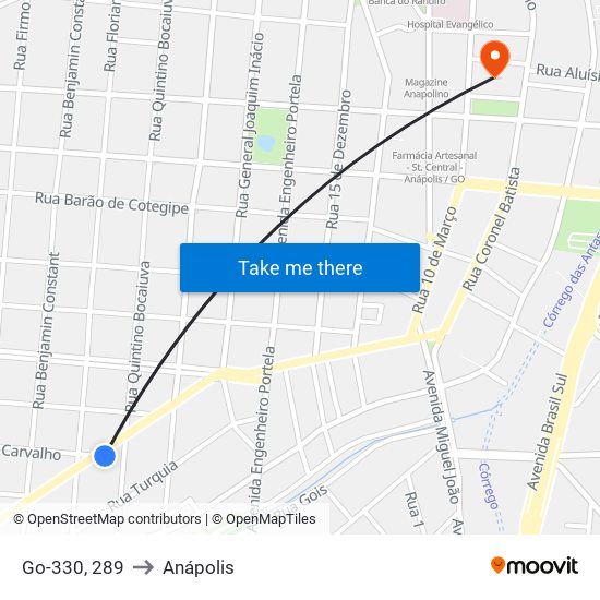 Go-330, 289 to Anápolis map