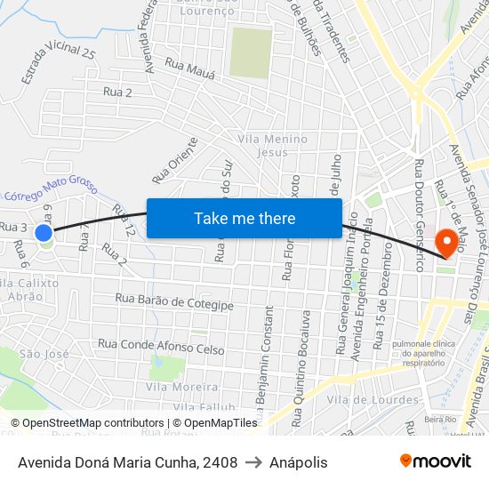 Avenida Doná Maria Cunha, 2408 to Anápolis map