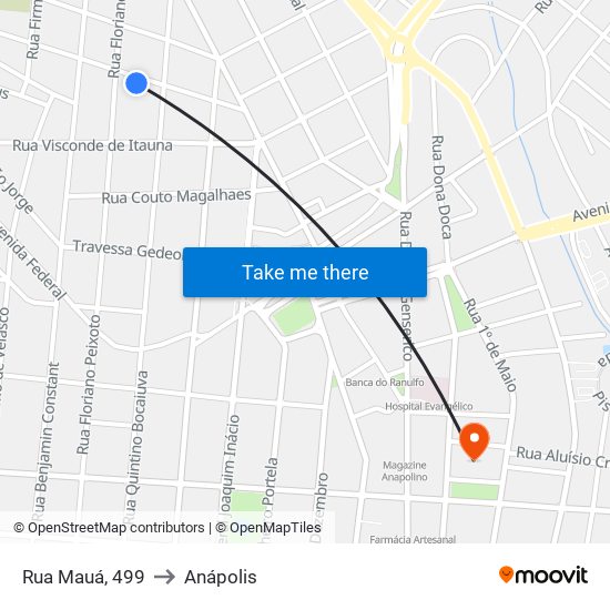 Rua Mauá, 499 to Anápolis map
