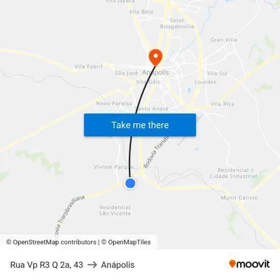 Rua Vp R3 Q 2a, 43 to Anápolis map