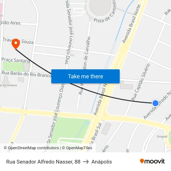 Rua Senador Alfredo Nasser, 88 to Anápolis map