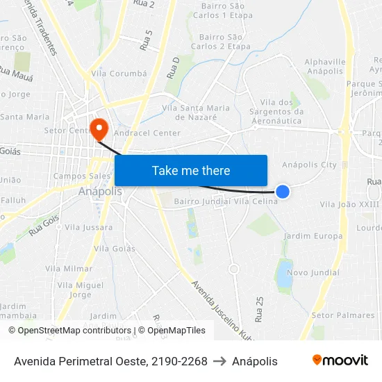 Avenida Perimetral Oeste, 2190-2268 to Anápolis map