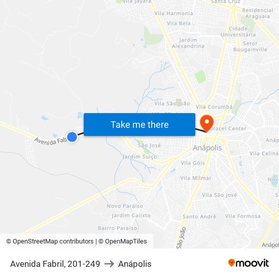 Avenida Fabril, 201-249 to Anápolis map