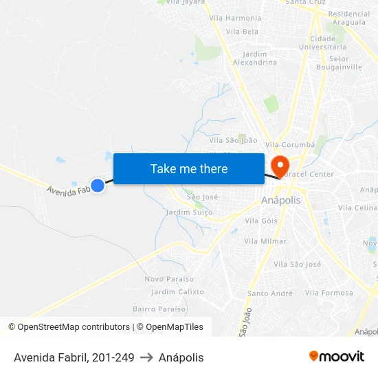 Avenida Fabril, 201-249 to Anápolis map