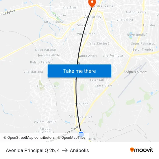 Avenida Principal Q 2b, 4 to Anápolis map