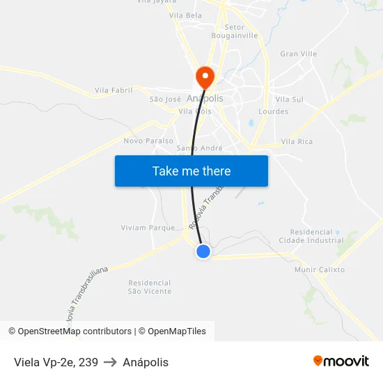 Viela Vp-2e, 239 to Anápolis map