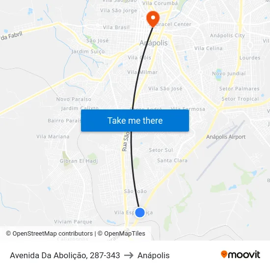 Avenida Da Abolição, 287-343 to Anápolis map