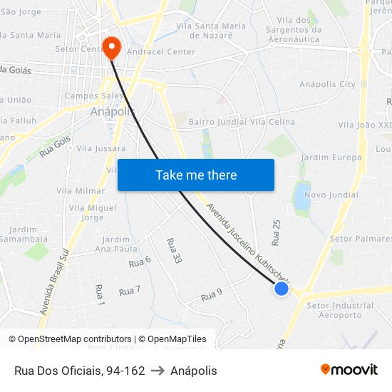 Rua Dos Oficiais, 94-162 to Anápolis map