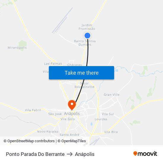 Ponto Parada Do Berrante to Anápolis map