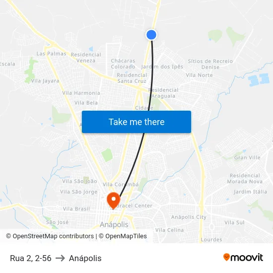 Rua 2, 2-56 to Anápolis map