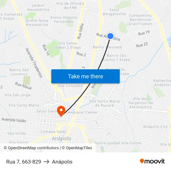 Rua 7, 663-829 to Anápolis map