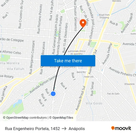 Rua Engenheiro Portela, 1452 to Anápolis map