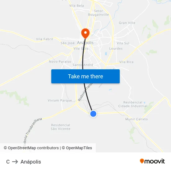 C to Anápolis map