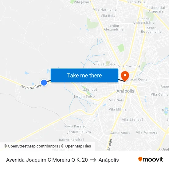 Avenida Joaquim C Moreira Q K, 20 to Anápolis map