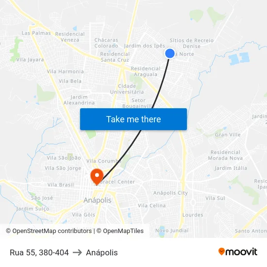Rua 55, 380-404 to Anápolis map