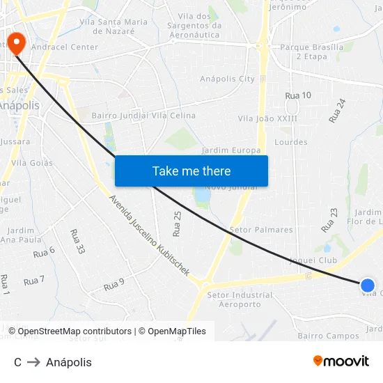 C to Anápolis map