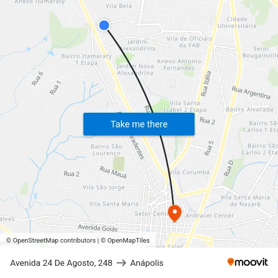 Avenida 24 De Agosto, 248 to Anápolis map