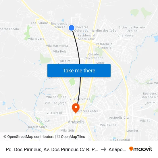 Pq. Dos Pirineus, Av. Dos Pirineus C/ R. Pp 9 to Anápolis map