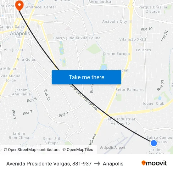 Avenida Presidente Vargas, 881-937 to Anápolis map