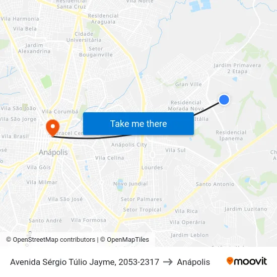 Avenida Sérgio Túlio Jayme, 2053-2317 to Anápolis map