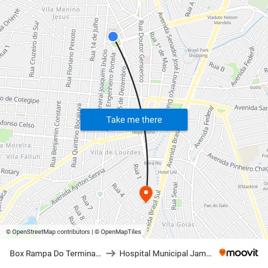 Box Rampa Do Terminal Central to Hospital Municipal Jamel Cecílio map
