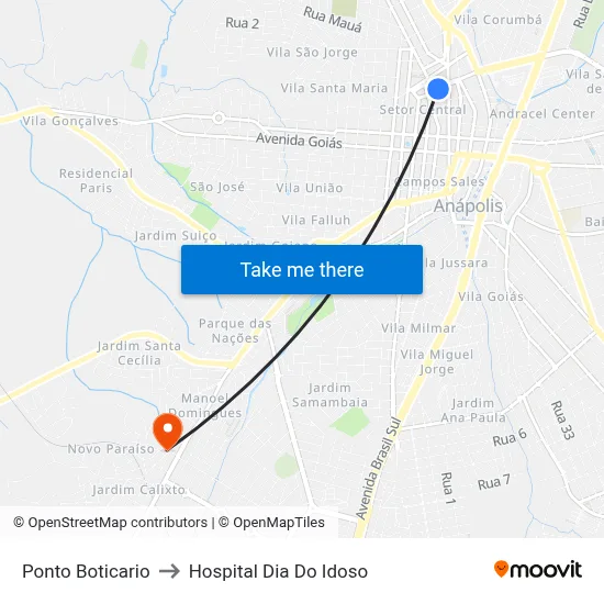 Ponto Boticario to Hospital Dia Do Idoso map