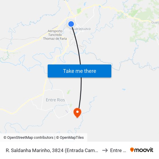 R. Saldanha Marinho, 3824 (Entrada Campus Cedeteg) to Entre Rios map