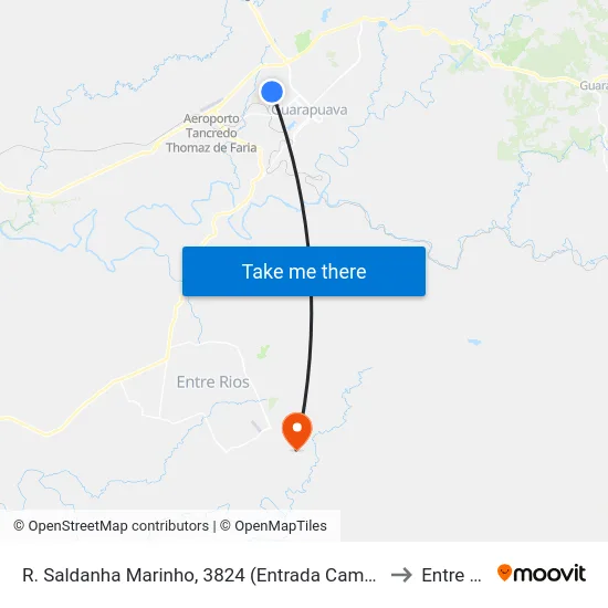 R. Saldanha Marinho, 3824 (Entrada Campus Cedeteg) to Entre Rios map
