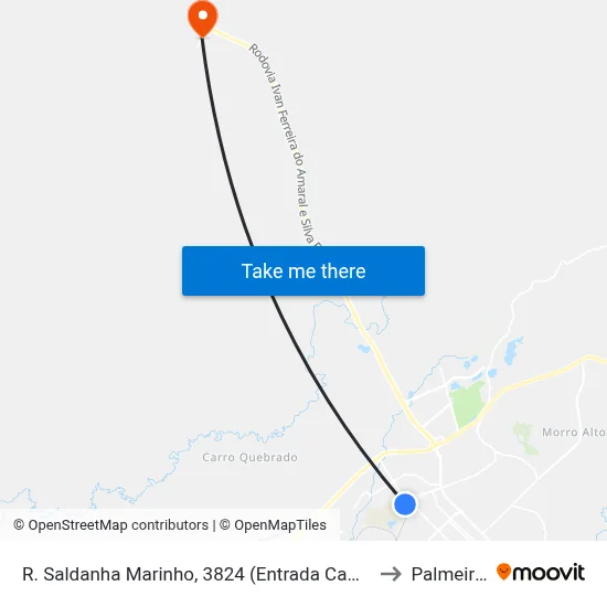 R. Saldanha Marinho, 3824 (Entrada Campus Cedeteg) to Palmeirinha map