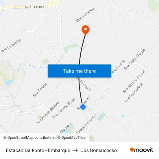 Estação Da Fonte - Embarque to Ubs Bonsucesso map