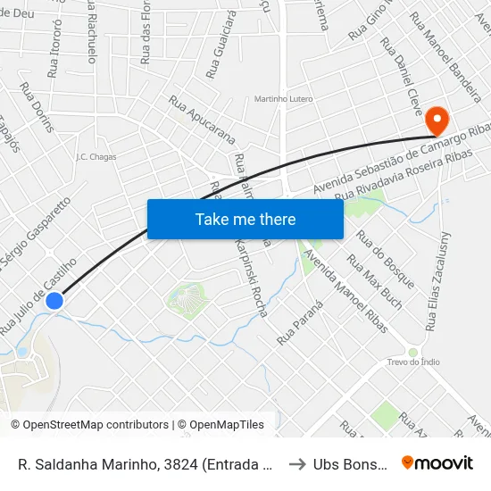 R. Saldanha Marinho, 3824 (Entrada Campus Cedeteg) to Ubs Bonsucesso map