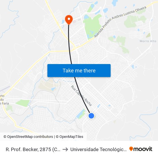 R. Prof. Becker, 2875 (Cemitério Municipal) to Universidade Tecnológica Federal Do Paraná map