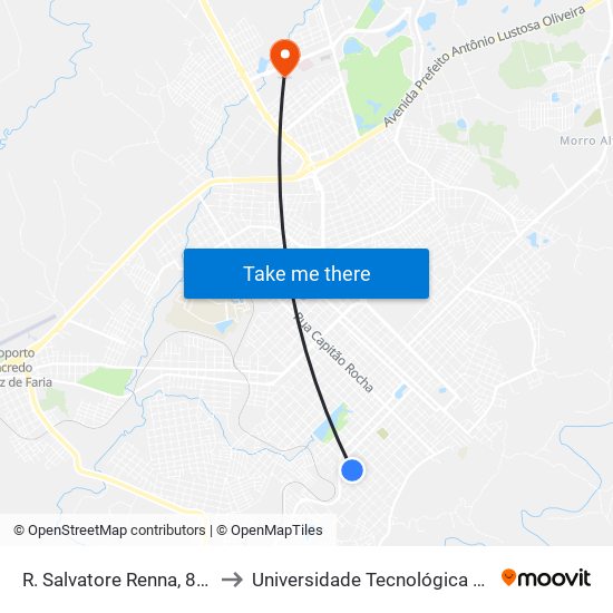 R. Salvatore Renna, 875 (Unicentro) to Universidade Tecnológica Federal Do Paraná map