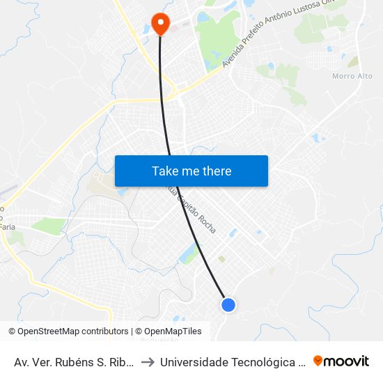 Av. Ver. Rubéns S. Ribas,1225 (Apae) to Universidade Tecnológica Federal Do Paraná map